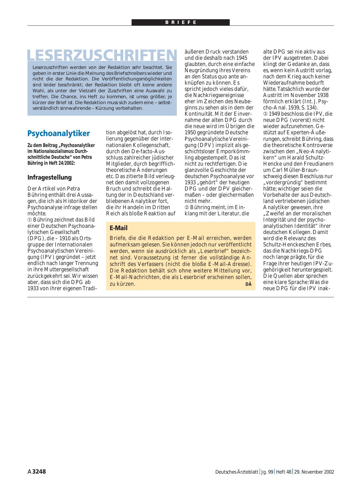 Vorschauseite 1: Psychoanalytiker: Infragestellung