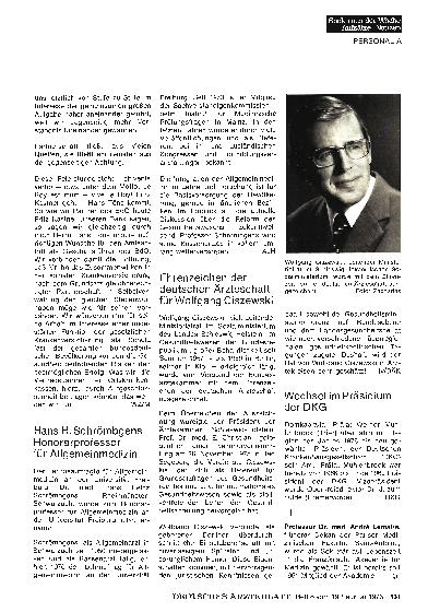 Vorschauseite 1: Hans H. Schrömbgens Honorarprofessor für Allgemeinmedizin