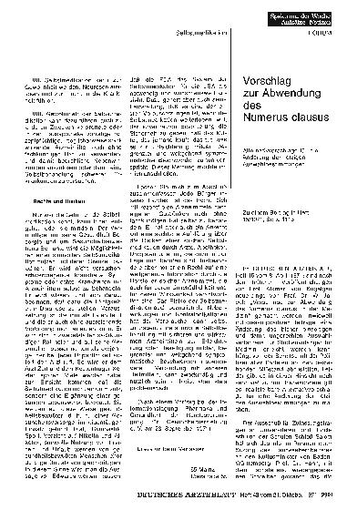 Vorschauseite 1: Vorschlag zur Abwendung des Numerus clausus