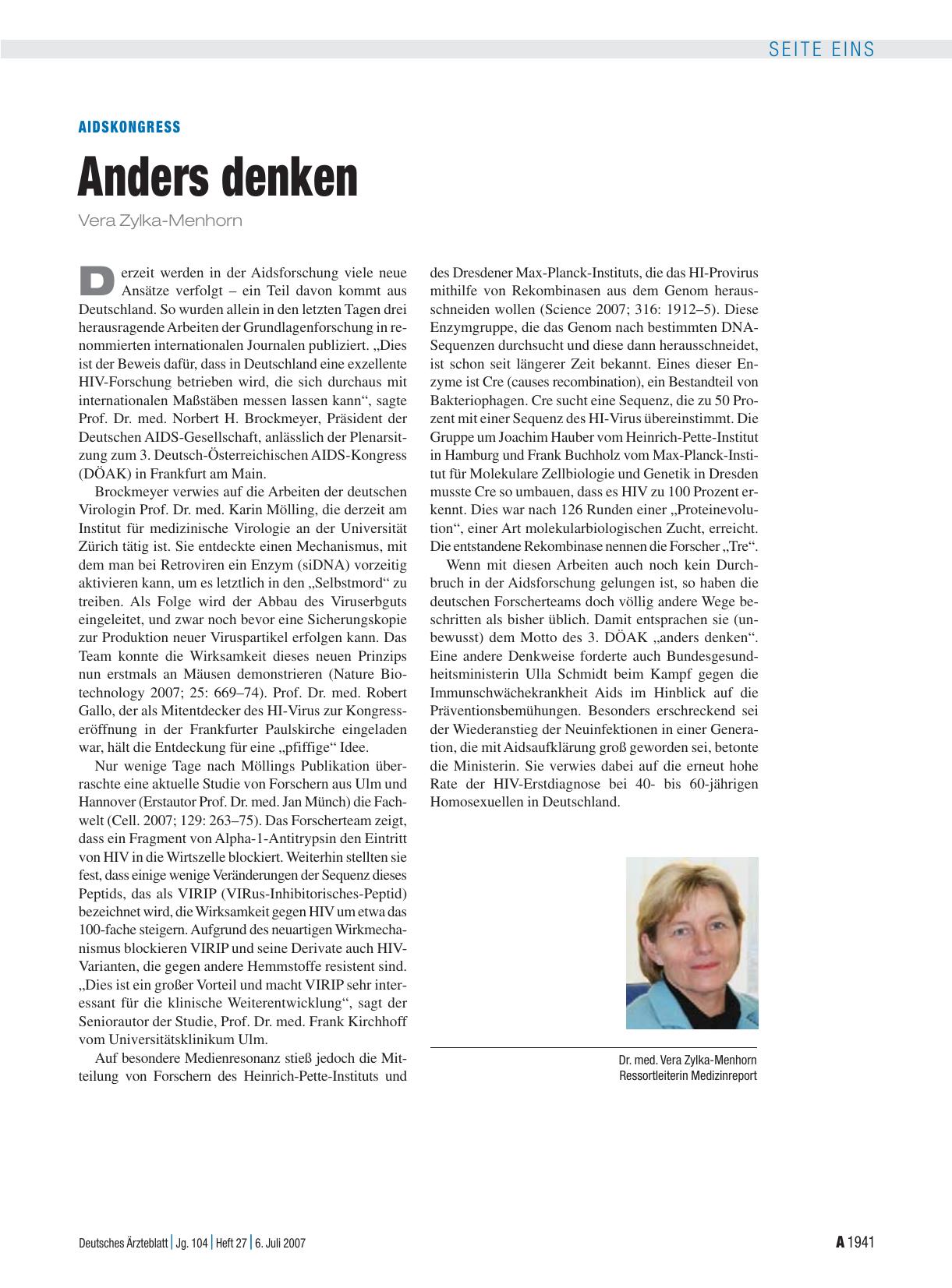 Vorschauseite 1: Aidskongress: Anders denken