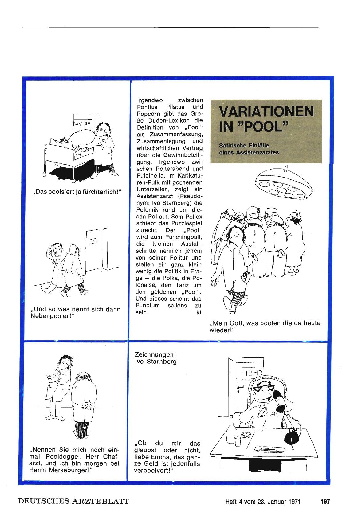 Vorschauseite 1: Variationen in "Pool": Satirische Einfälle eines Assistenzarztes