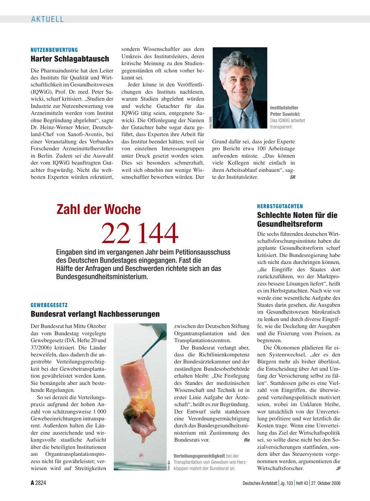 Vorschauseite 1: Herbstgutachten: Schlechte Noten für die Gesundheitsreform