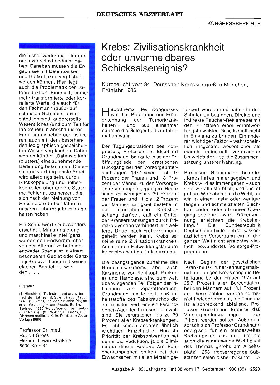 Vorschauseite 1: Krebs: Zivilisationskrankheit oder unvermeidbares Schicksalsereignis?