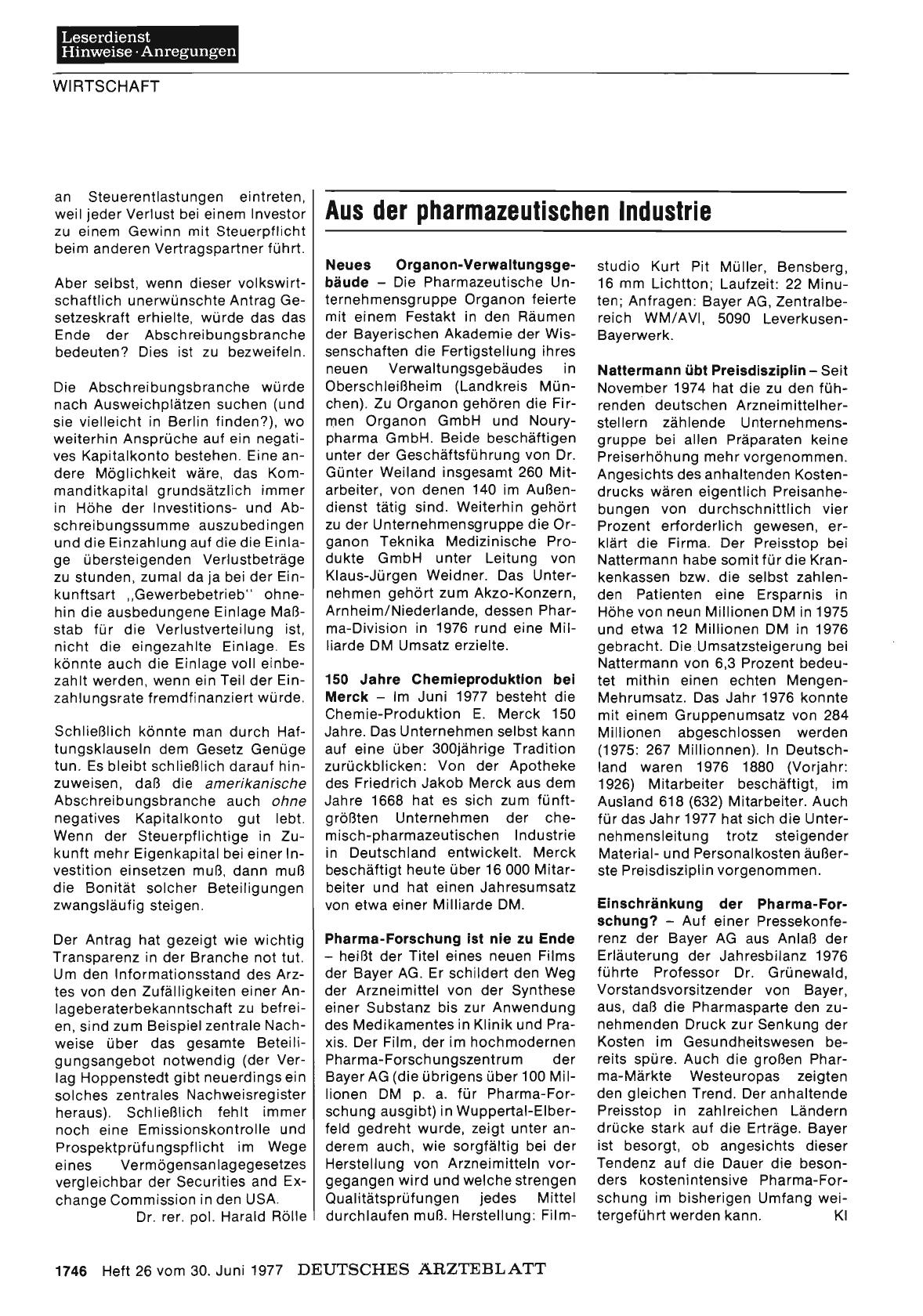 Vorschauseite 1: Aus der pharmazeutischen Industrie