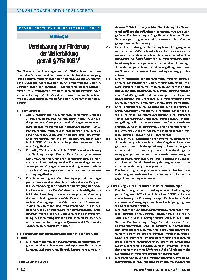 Vorschauseite 1: Vereinbarung zur Förderung der Weiterbildung gemäß § 75a SGB V 1