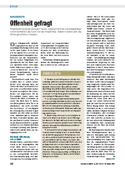 Vorschauseite 1: Bankgeschäfte: Offenheit gefragt