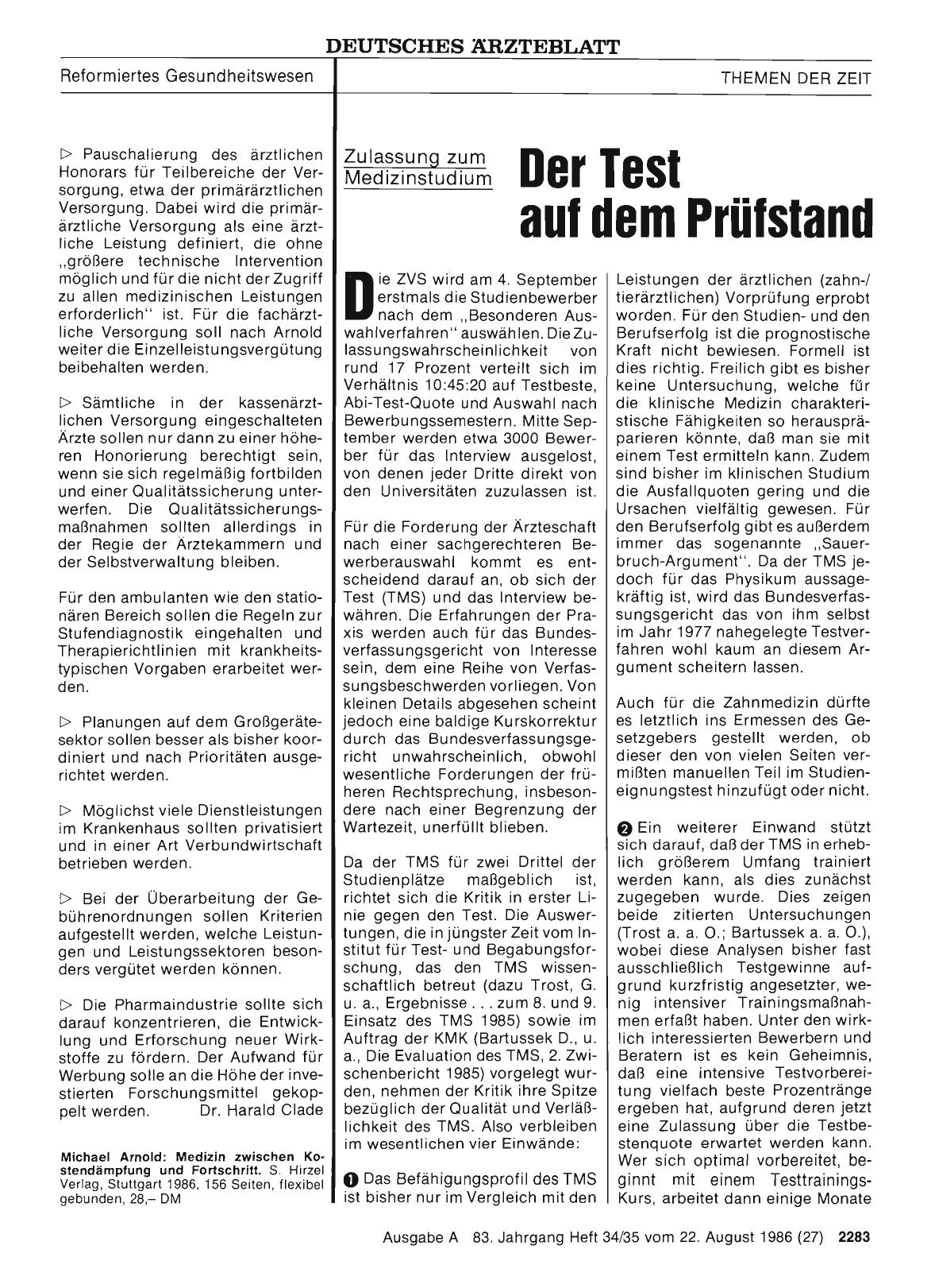 Vorschauseite 1: Zulassung zum Medizinstudium: Der Test auf dem Prüfstand