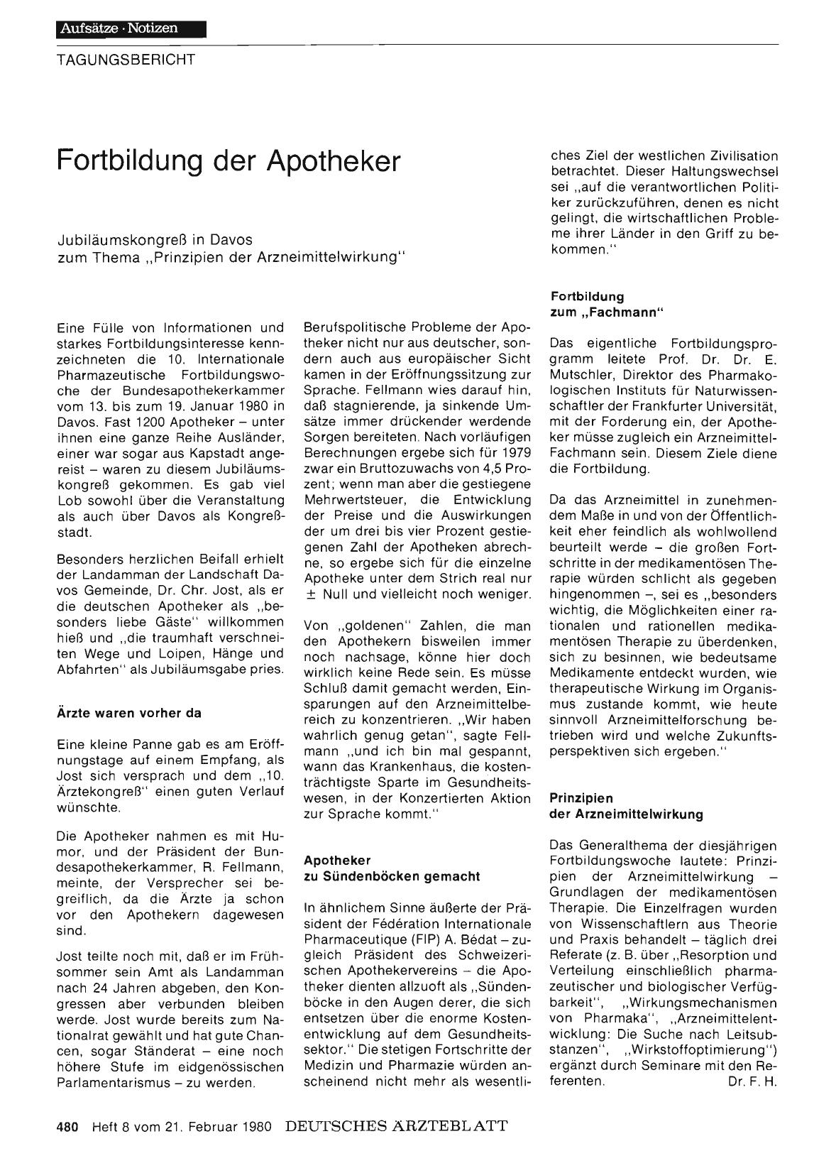 Vorschauseite 1: Fortbildung der Apotheker