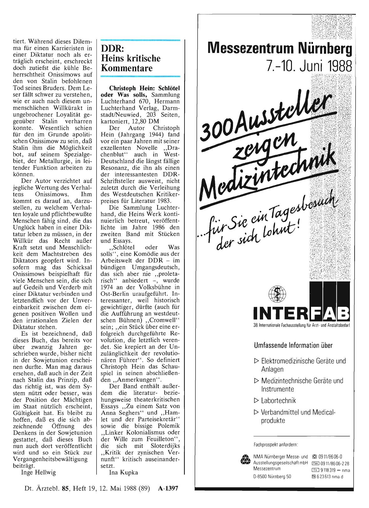 Vorschauseite 1: DDR: Heins kritische Kommentare