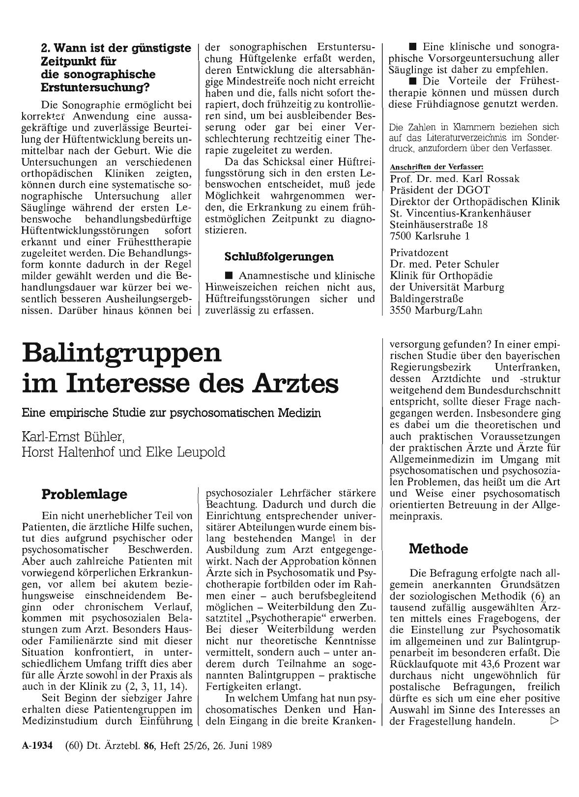 Vorschauseite 1: Balintgruppen im Interesse des Arztes