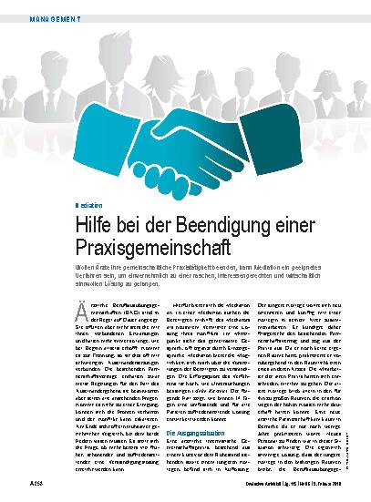Vorschauseite 1: Mediation: Hilfe bei der Beendigung einer Praxisgemeinschaft