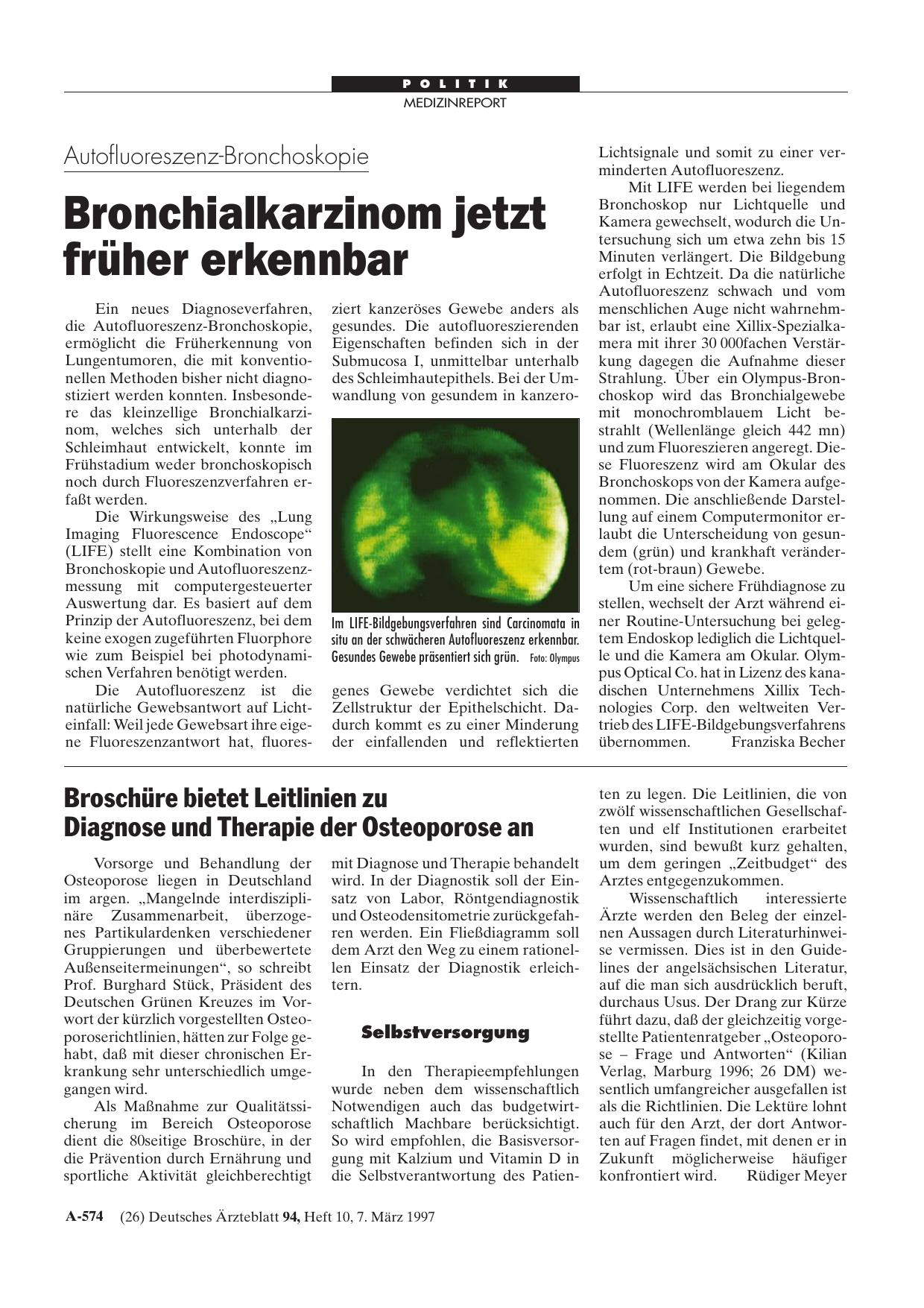 Vorschauseite 1: Broschüre bietet Leitlinien zu Diagnose und Therapie der Osteoporose an