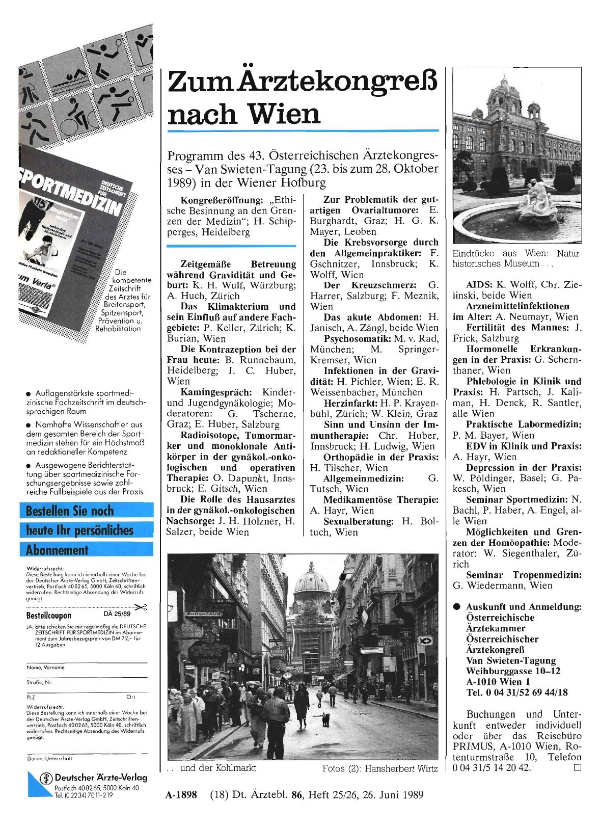 Vorschauseite 1: Zum Ärztekongreß nach Wien