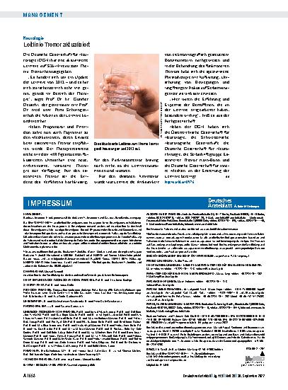 Vorschauseite 1: Neurologie: Leitlinie Tremor aktualisiert