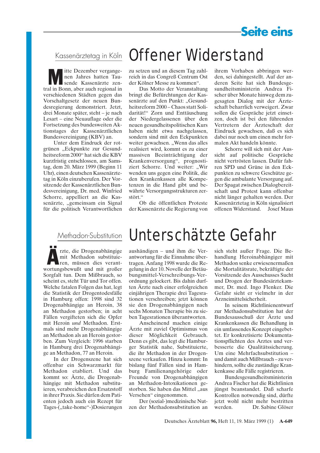 Vorschauseite 1: Unterschätzte Gefahr Methadon-Substitution