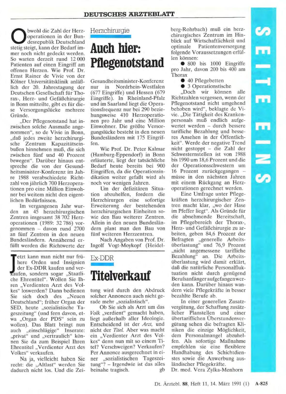 Vorschauseite 1: Herzchirurgie: Auch hier: Pflegenotstand