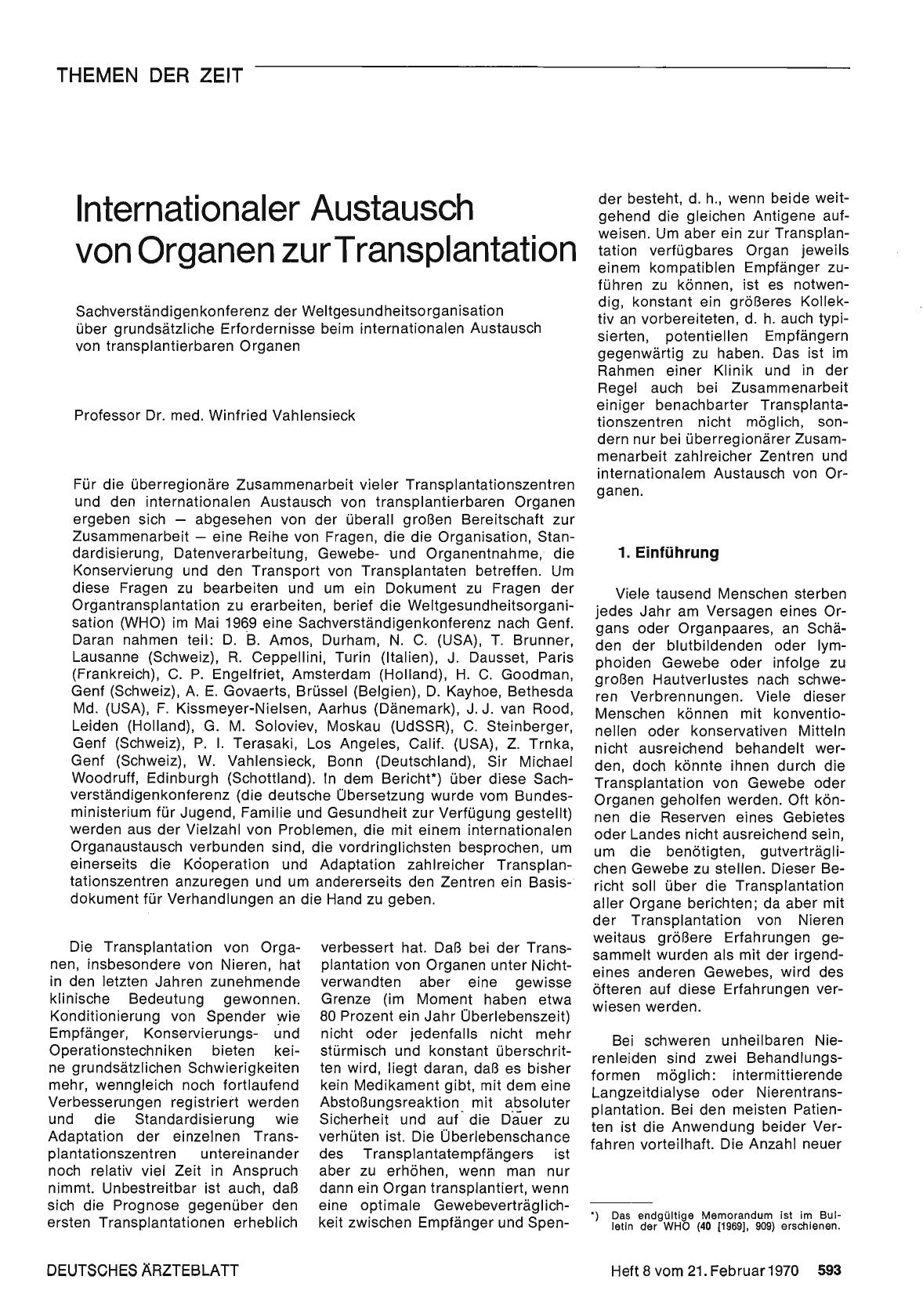 Vorschauseite 1: Internationaler Austausch von Organen zur Transplantation