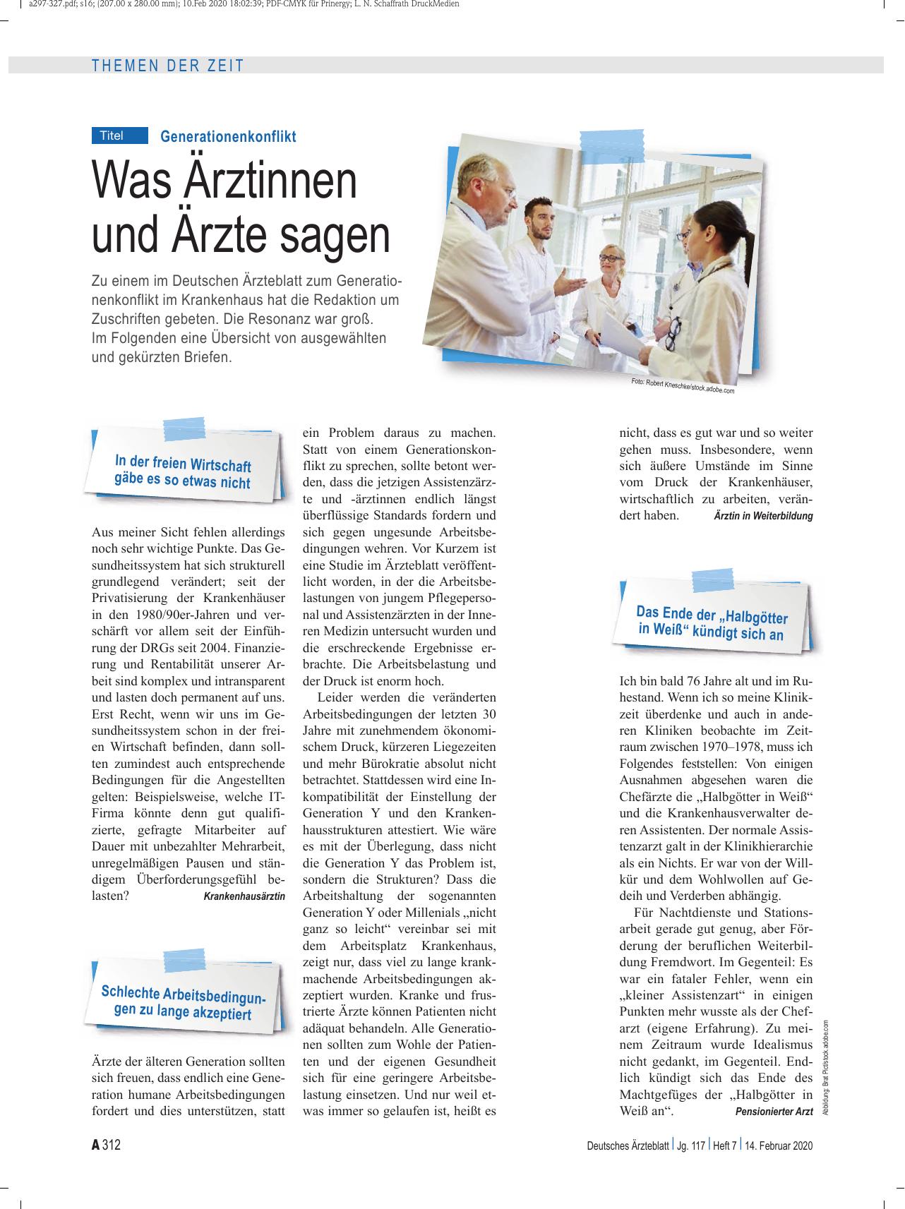 Vorschauseite 1: Generationenkonflikt: Was Ärztinnen und Ärzte sagen