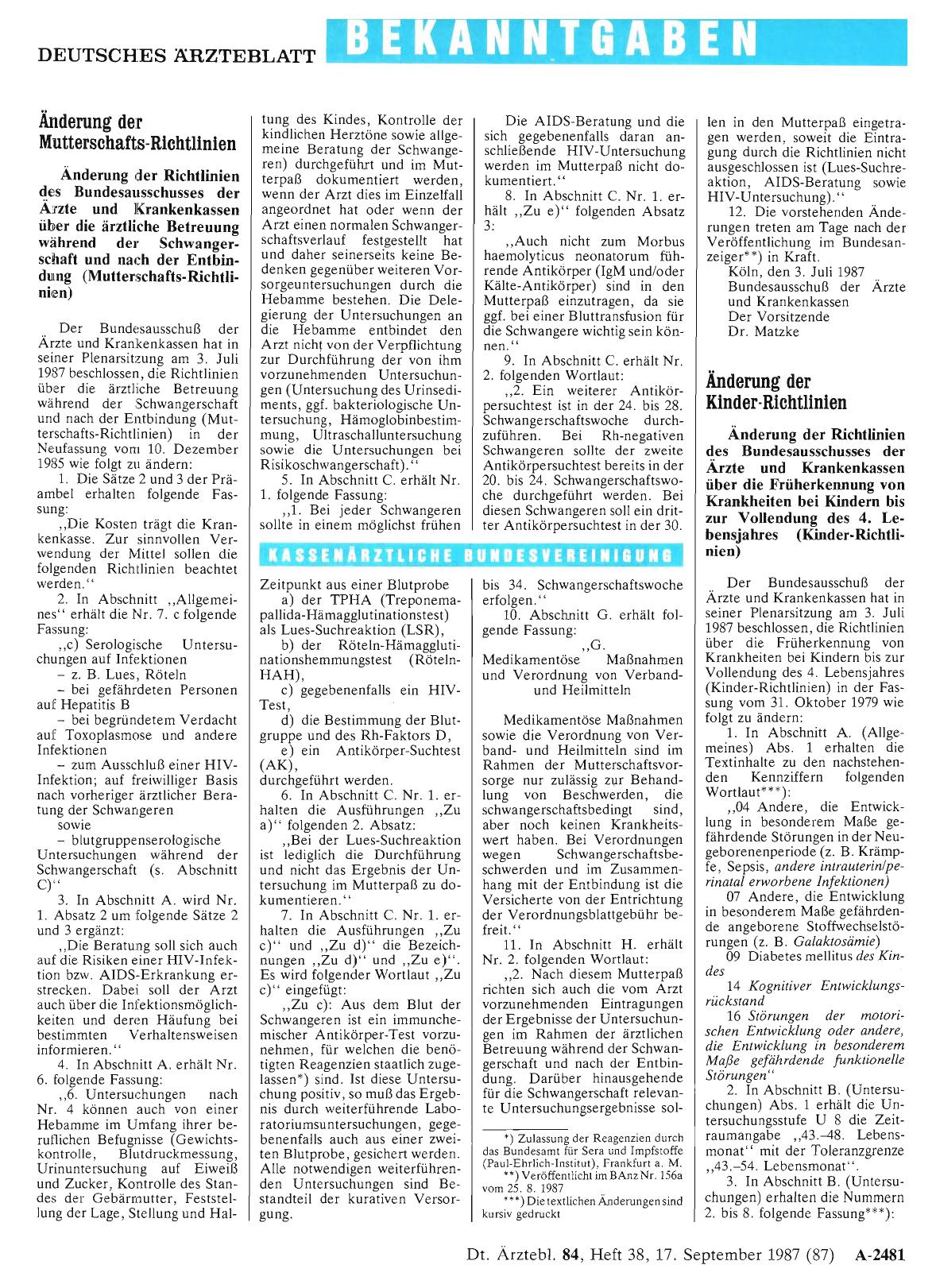 Vorschauseite 1: Änderung der Mutterschafts-Richtlinien