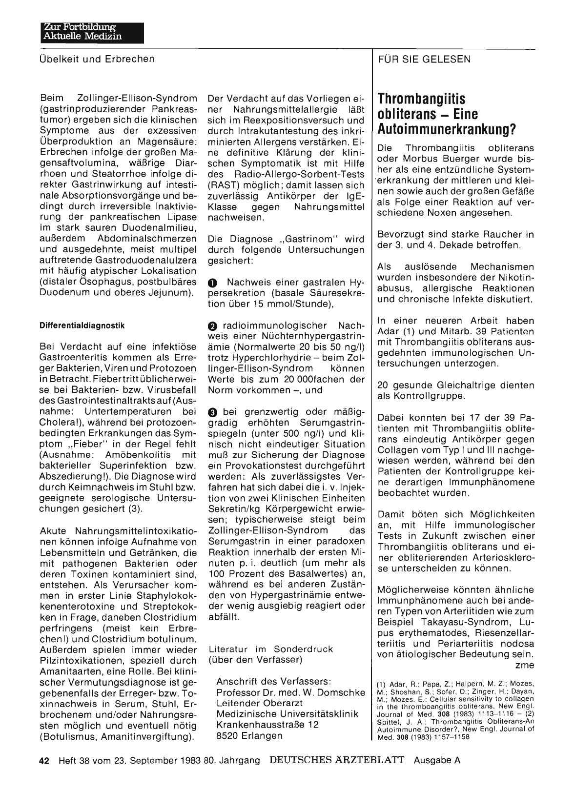Vorschauseite 1: Thrombangiitis obliterans — Eine Autoimmunerkrankung?