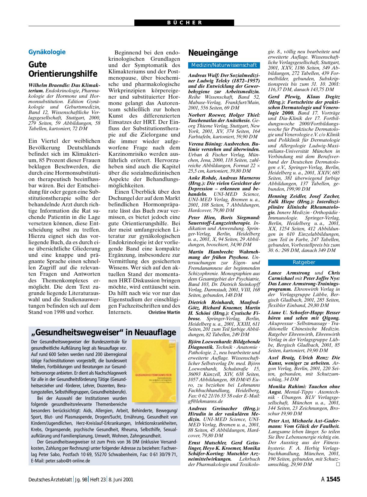 Vorschauseite 1: „Gesundheitswegweiser“ in Neuauflage