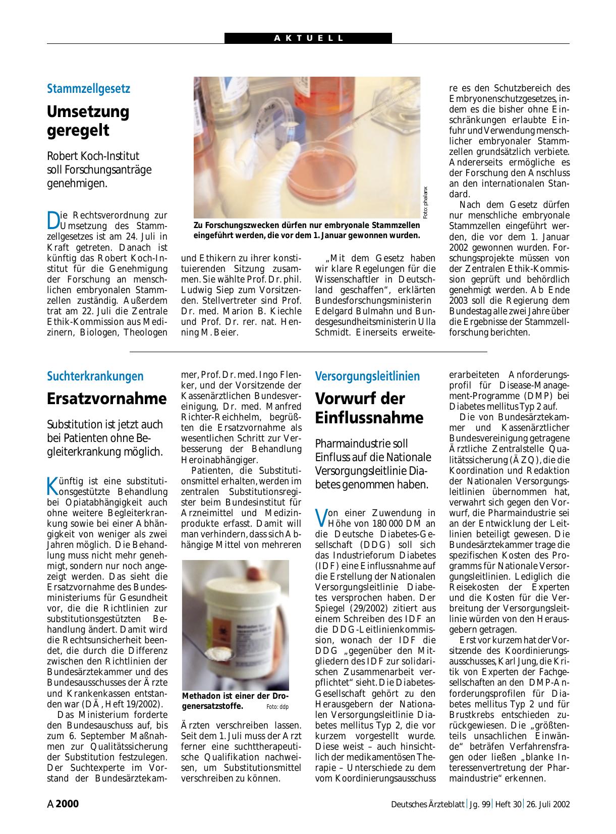 Vorschauseite 1: Suchterkrankungen: Ersatzvornahme
