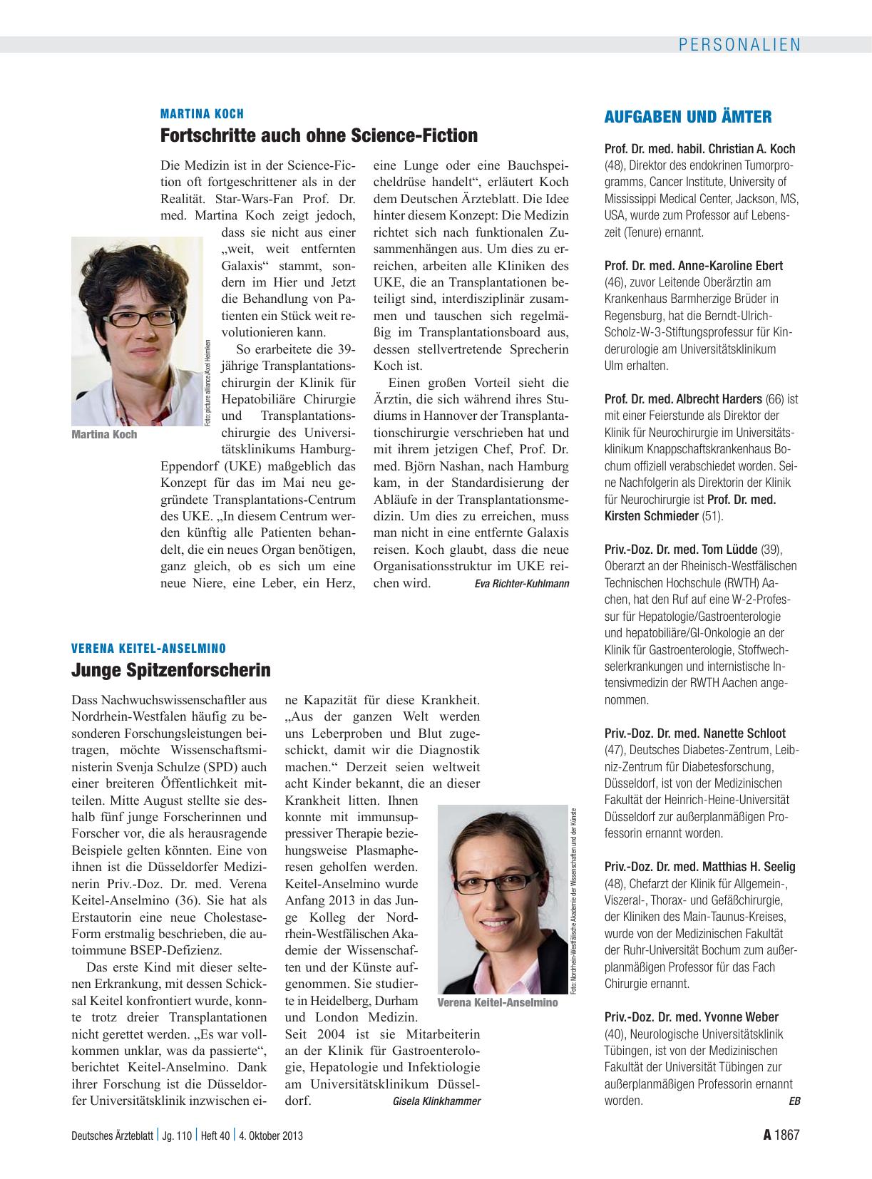 Vorschauseite 1: Verena Keitel-Anselmino: Junge Spitzenforscherin