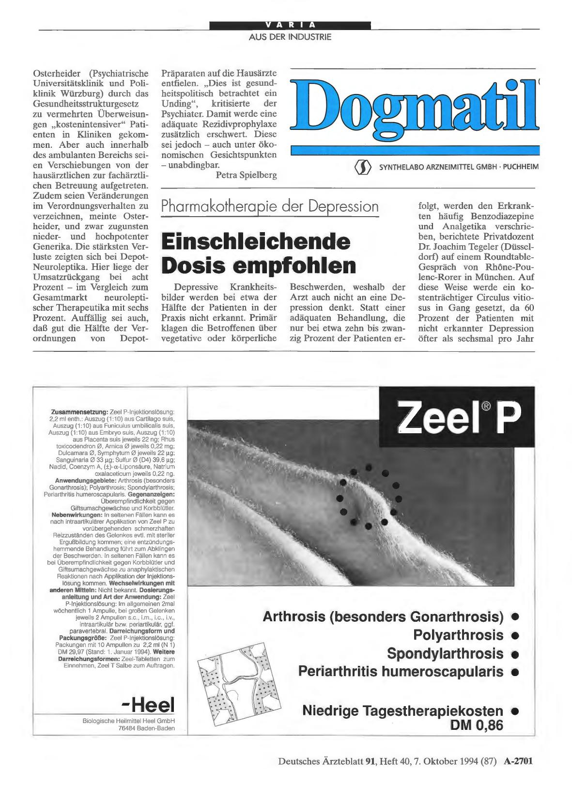 Vorschauseite 1: Pharmakotherapie der Depression: Einschleichende Dosis empfohlen