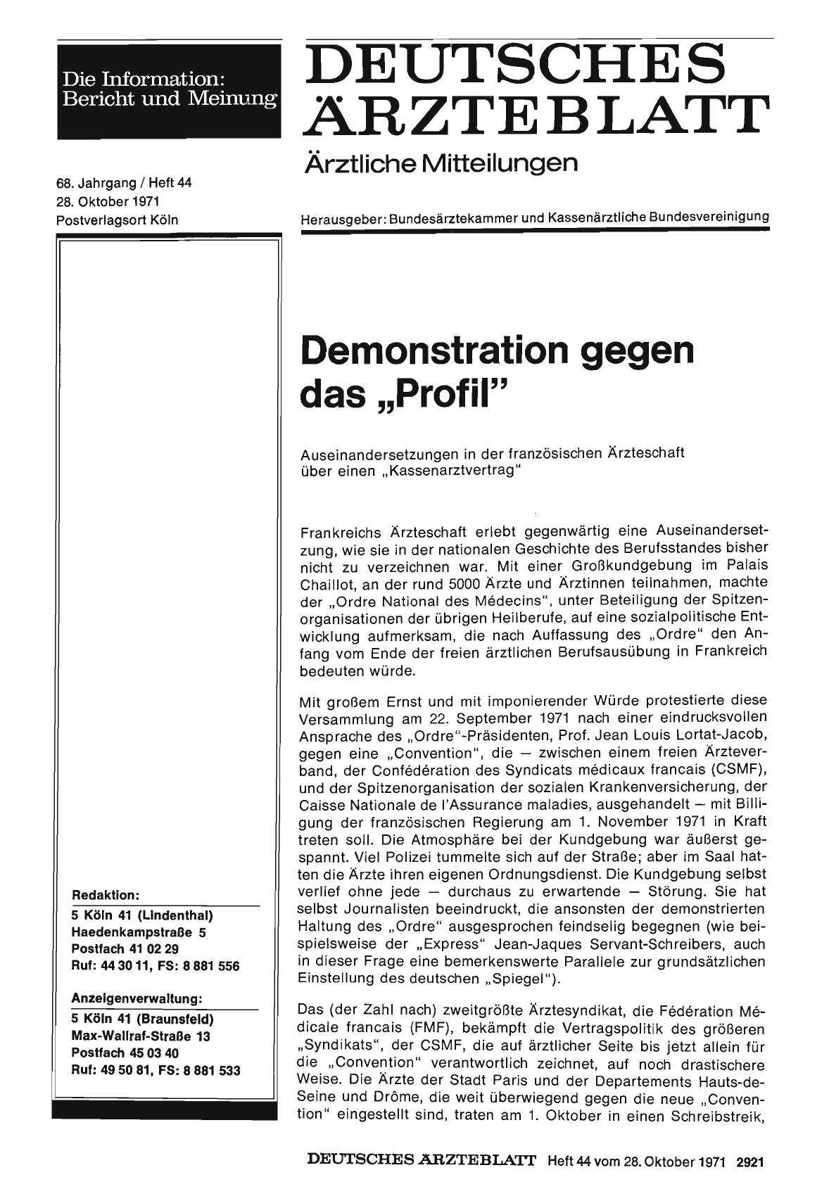 Vorschauseite 1: Demonstration gegen das „Profil"