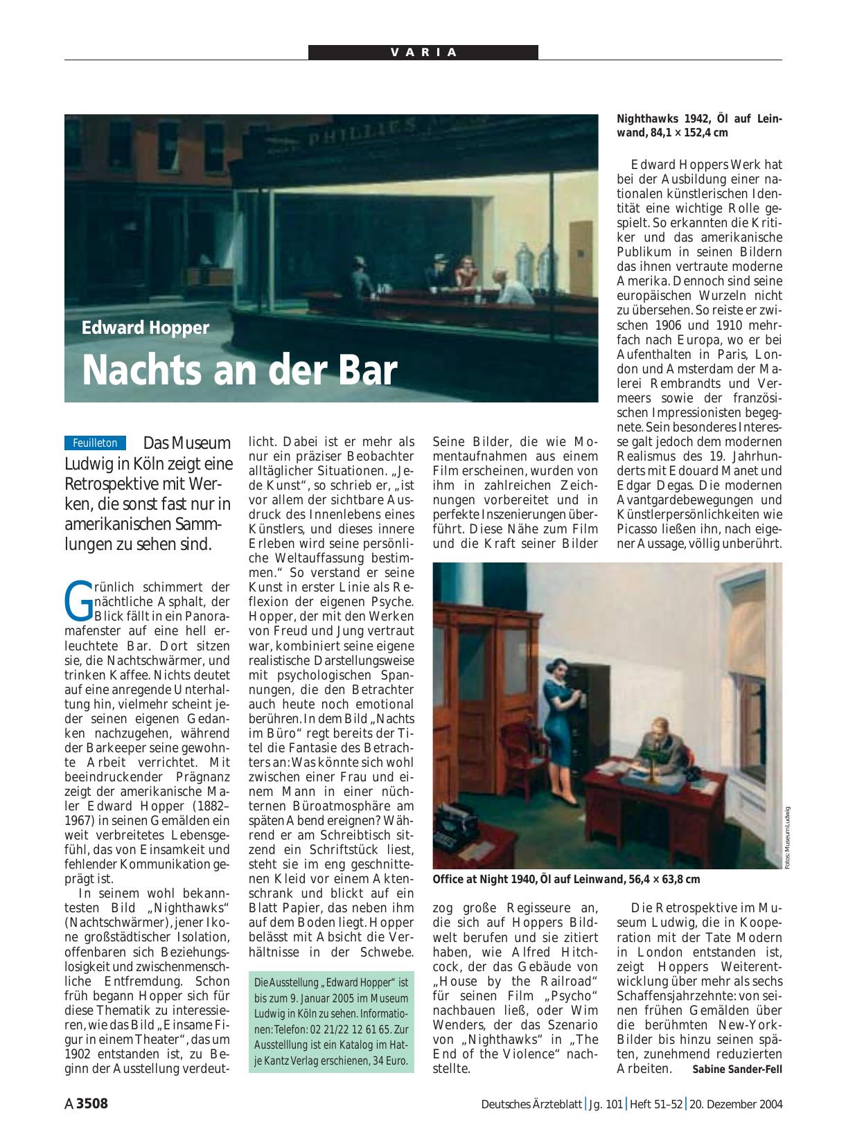 Vorschauseite 1: Edward Hopper: Nachts an der Bar