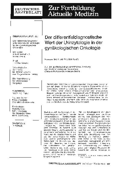 Vorschauseite 1: Der differentialdiagnostische Wert der Urinzytologie in der gynäkologischen Onkologie