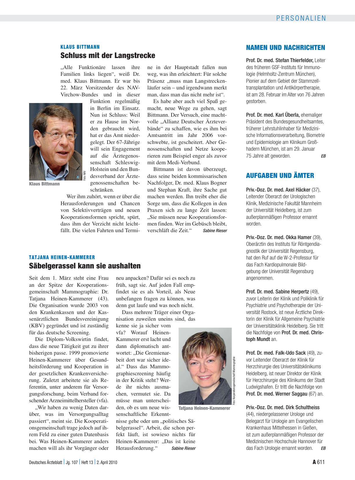 Vorschauseite 1: Namen und Nachrichten