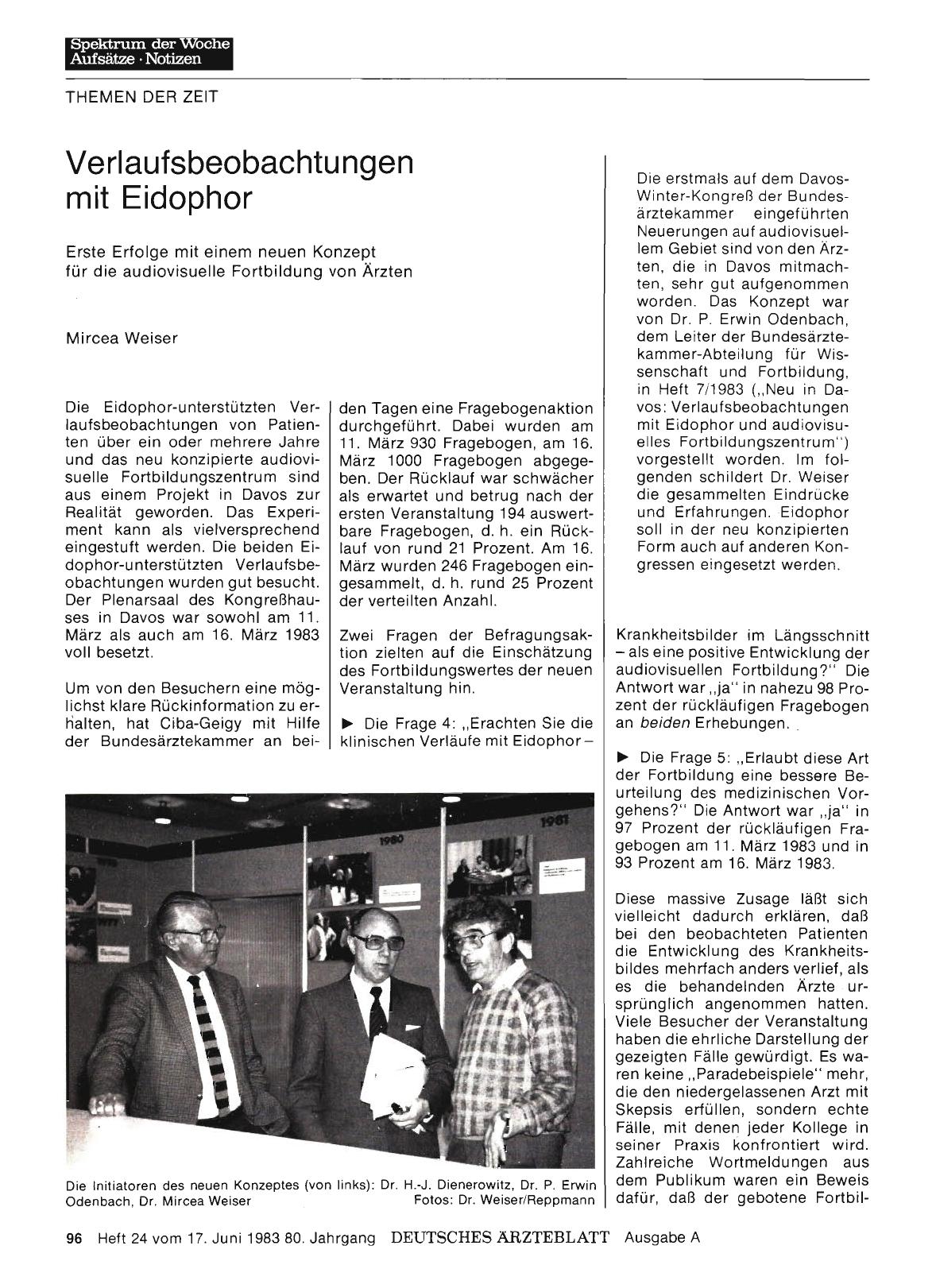 Vorschauseite 1: Verlaufsbeobachtungen mit Eidophor: Erste Erfolge mit einem neuen Konzept für die audiovisuelle Fortbildung von Ärzten