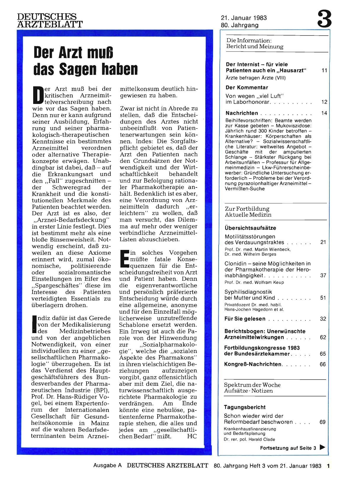 Vorschauseite 1: Der Arzt muß das Sagen haben