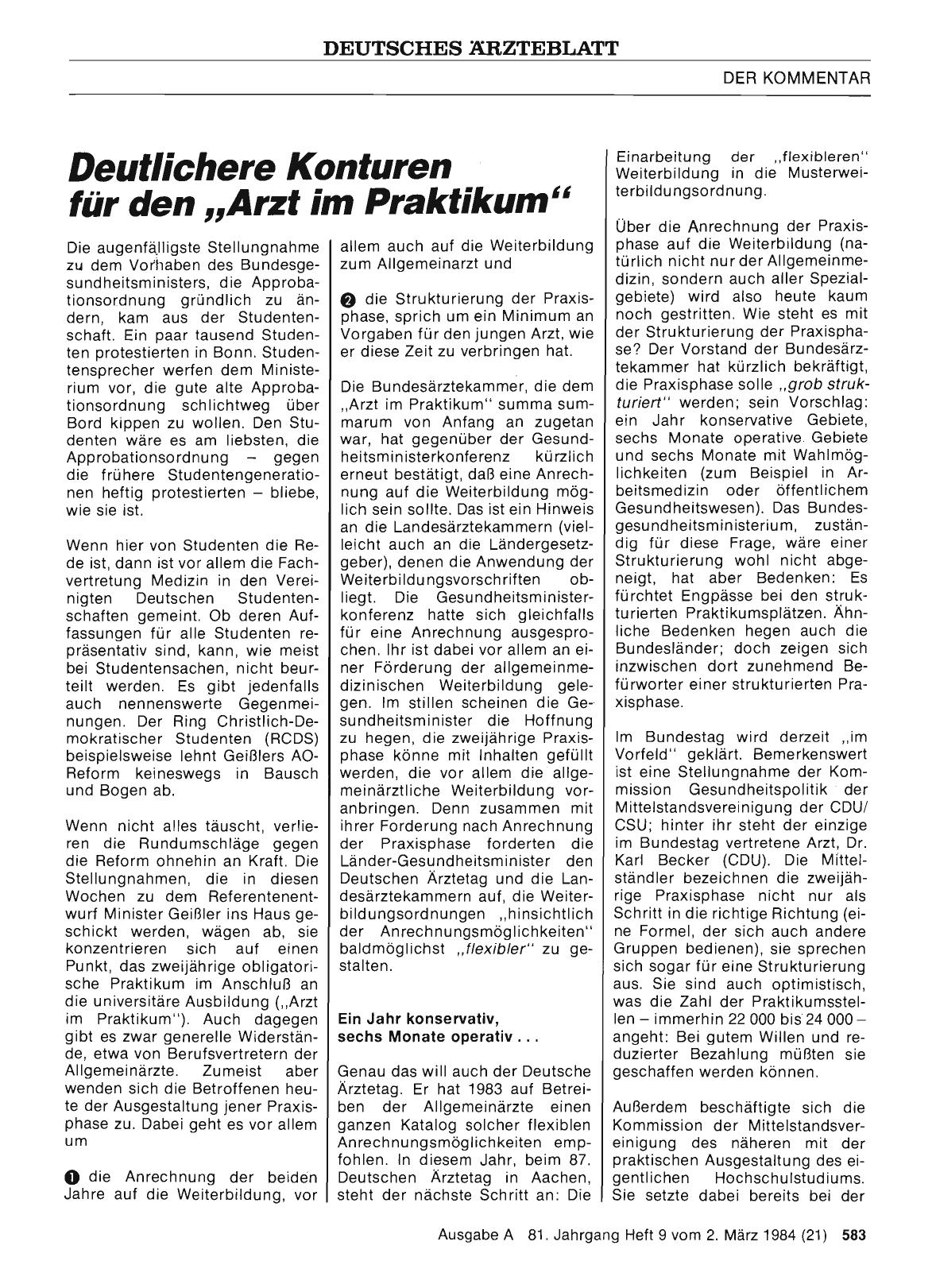 Vorschauseite 1: Deutlichere Konturen für den „Arzt im Praktikum“