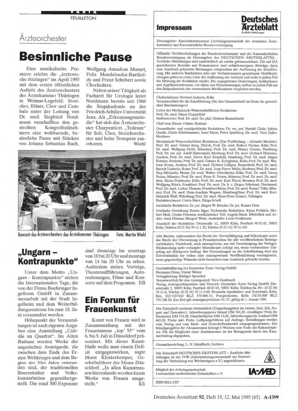 Vorschauseite 1: Arzteorchester: Besinnliche Pause