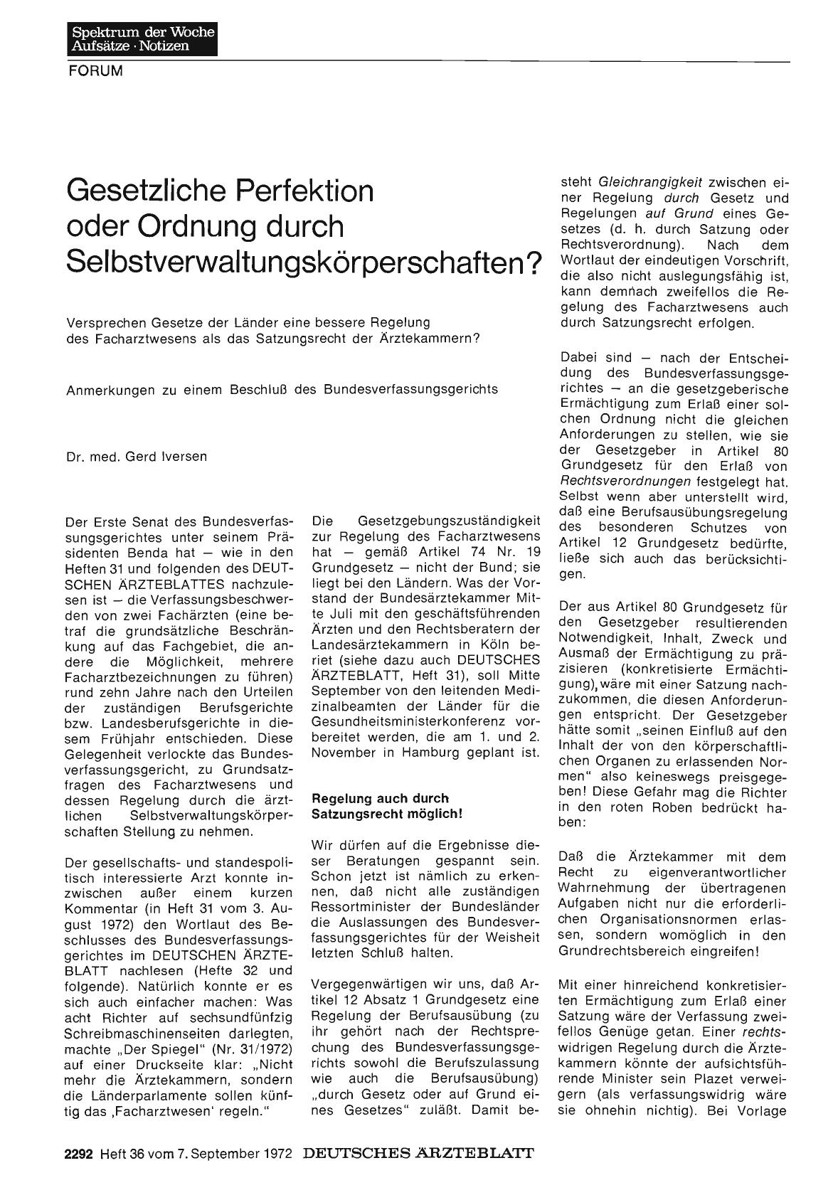 Vorschauseite 1: Gesetzliche Perfektion oder Ordnung durch Selbstverwaltungskörperschaften? Versprechen Gesetze der Länder eine bessere Regelung des Facharztwesens als das Satzungsrecht der Ärztek…