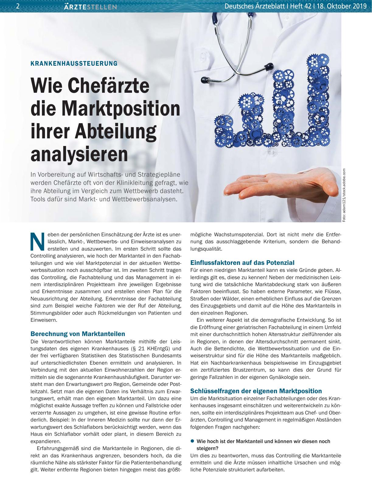 Vorschauseite 1: Krankenhaussteuerung: Wie Chefärzte die Marktposition ihrer Abteilung analysieren