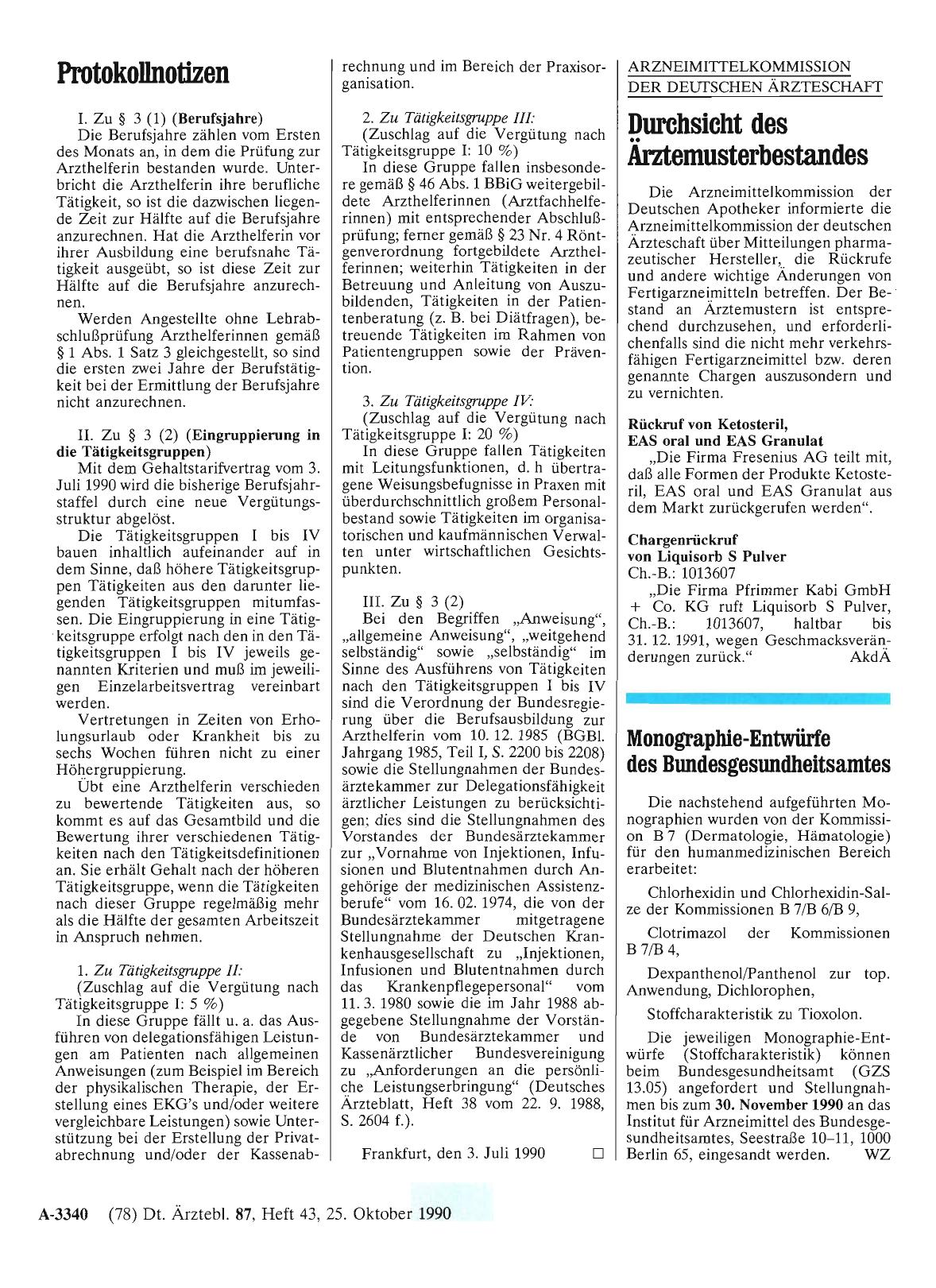 Vorschauseite 1: ARZNEIMITTELKOMMISSION DER DEUTSCHEN ÄRZTESCHAFT: Durchsicht des Ärztemusterbestandes