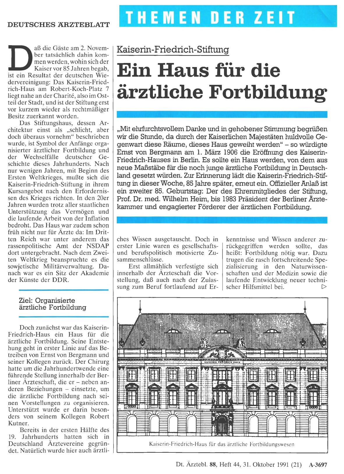 Vorschauseite 1: Kaiserin-Friedrich-Stiftung: Ein Haus für die ärztliche Fortbildung