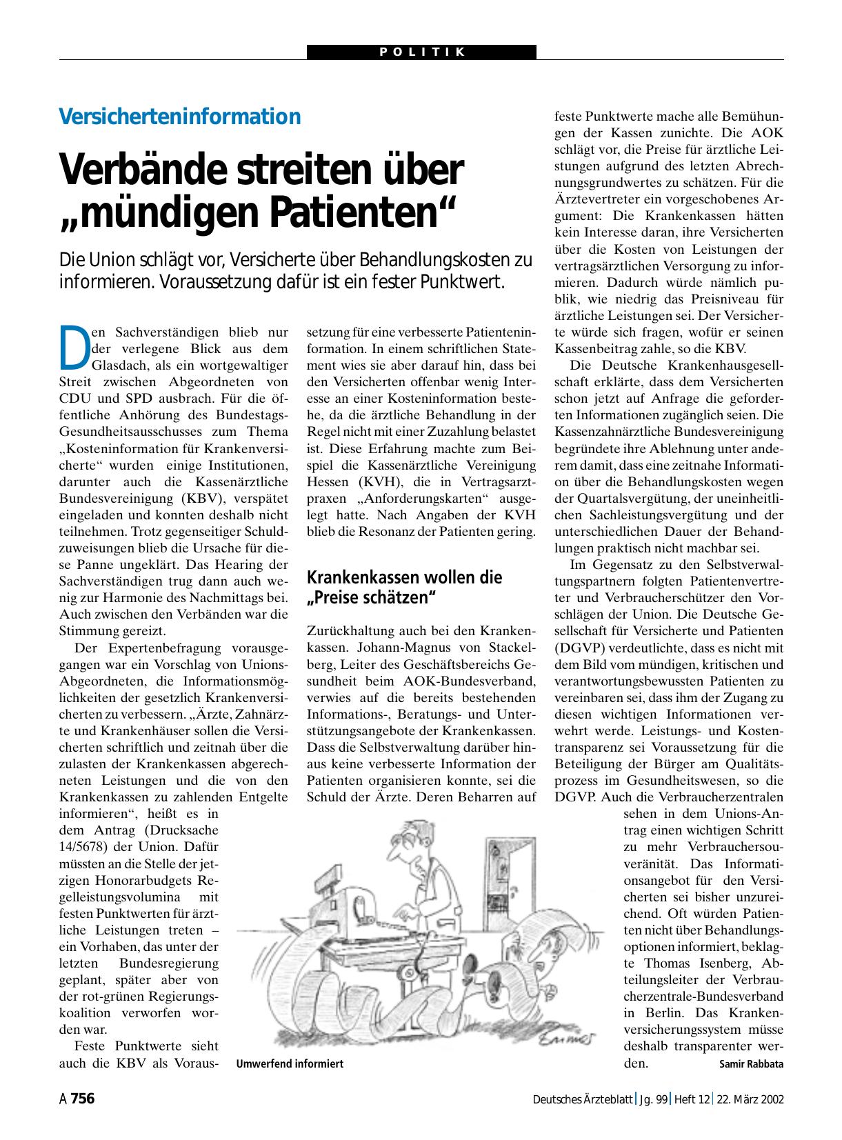 Vorschauseite 1: Versicherteninformation: Verbände streiten über „mündigen Patienten“