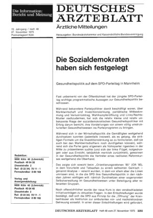 Vorschauseite 1: Die Sozialdemokraten haben sich festgelegt: Gesundheitspolitik auf dem SPD-Parteitag in Mannheim