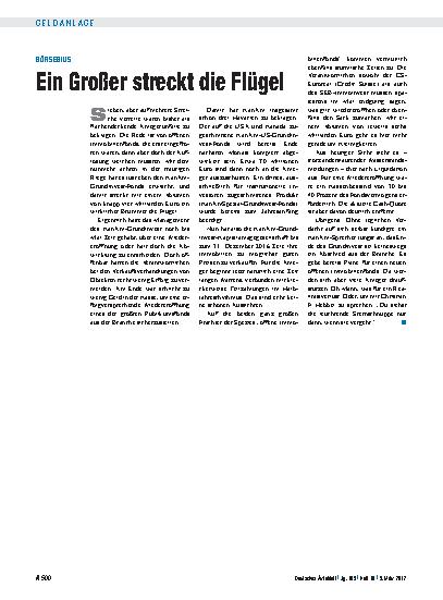 Vorschauseite 1: Börsebius: Ein Großer streckt die Flügel