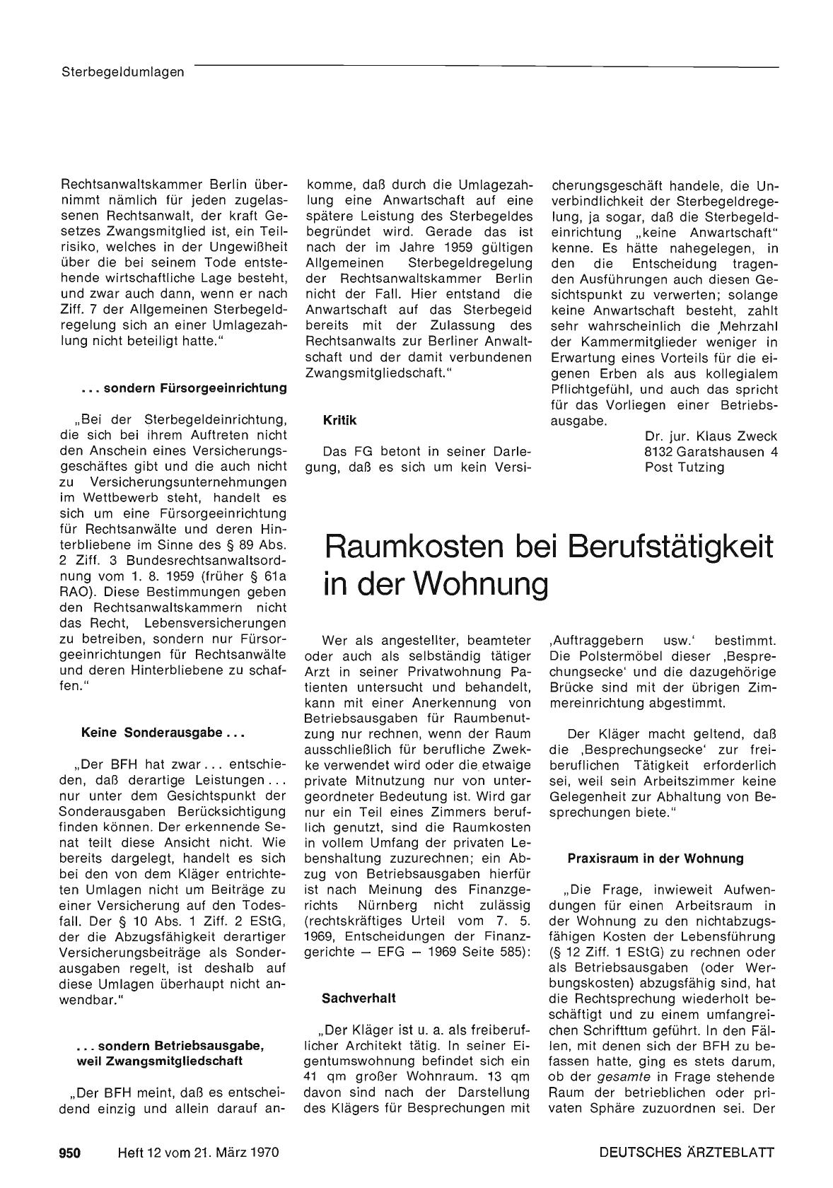 Vorschauseite 1: Raumkosten bei Berufstätigkeit in der Wohnung