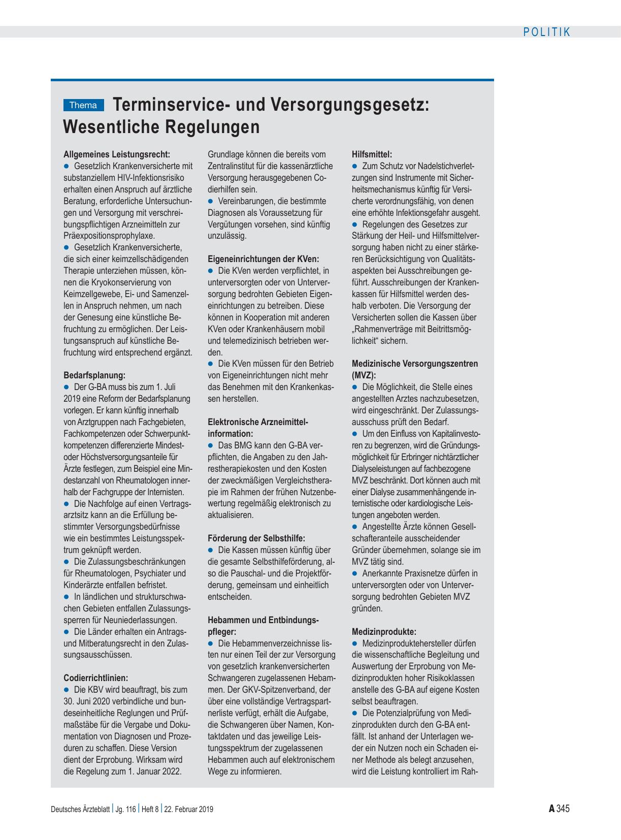 Vorschauseite 3: Terminserviceund Versorgungsgesetz: Telematik besonders umstritten