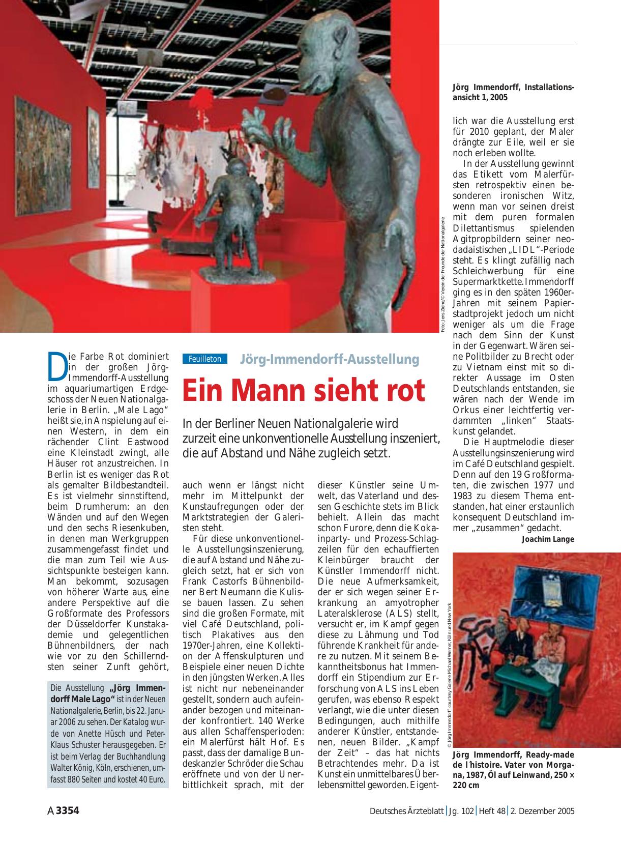 Vorschauseite 1: Jörg-Immendorff-Ausstellung: Ein Mann sieht rot
