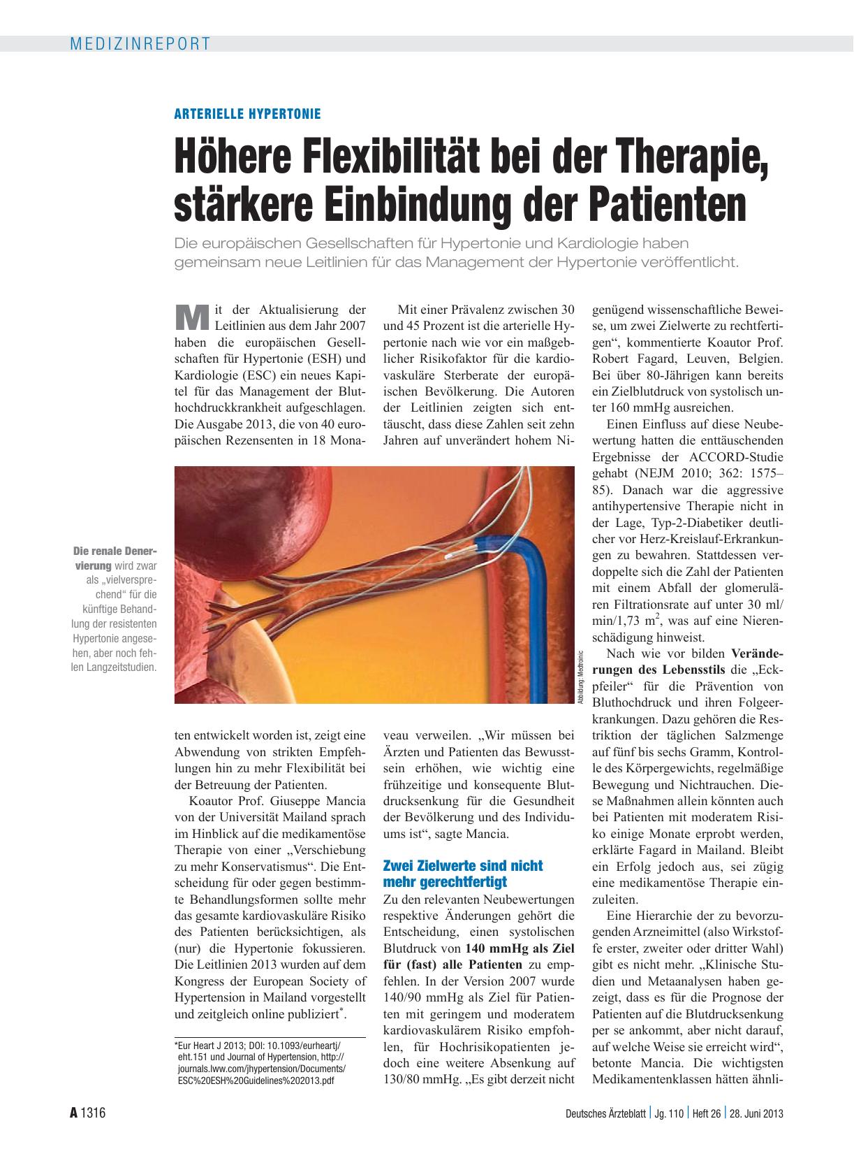Vorschauseite 1: Arterielle Hypertonie: Höhere Flexibilität bei der Therapie, stärkere Einbindung der Patienten