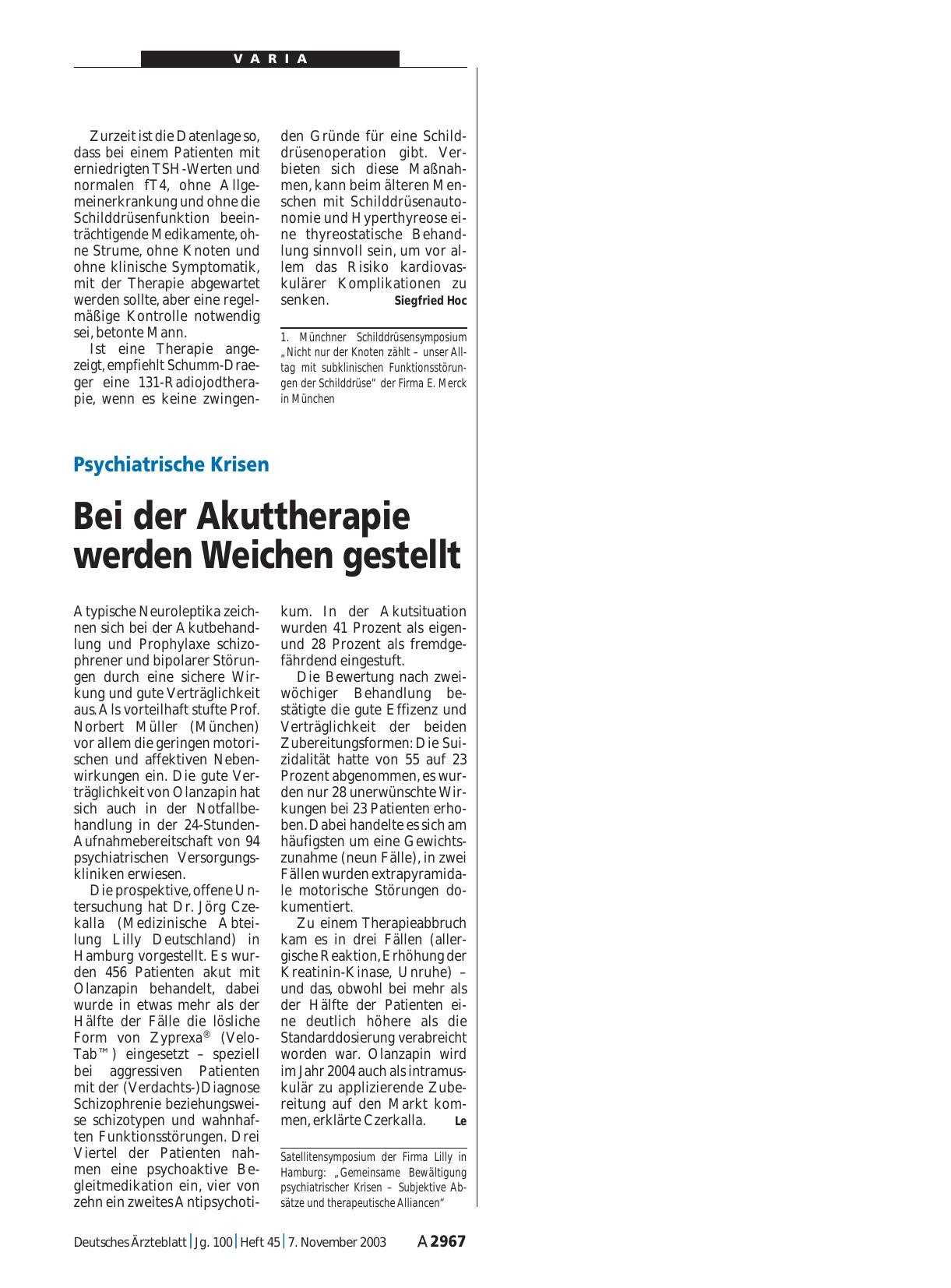 Vorschauseite 1: Psychiatrische Krisen: Bei der Akuttherapie werden Weichen gestellt