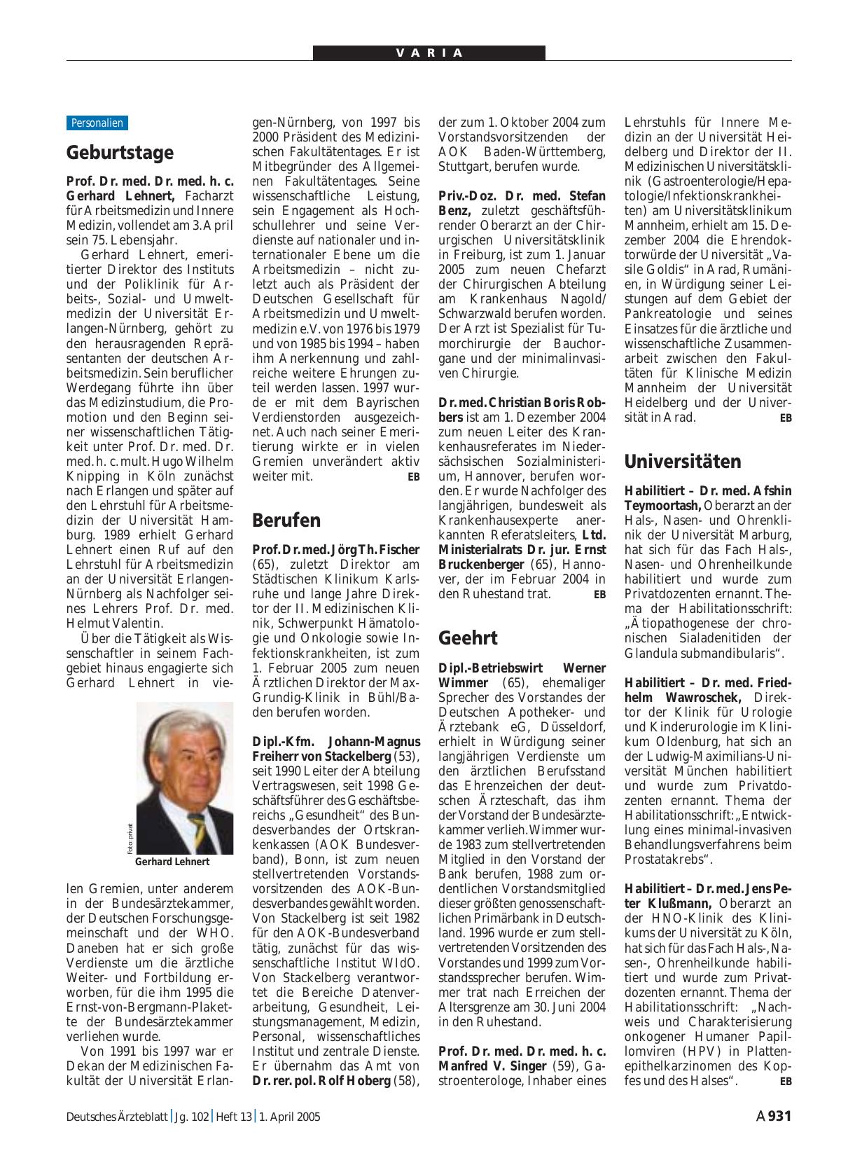 Vorschauseite 1: Geehrt