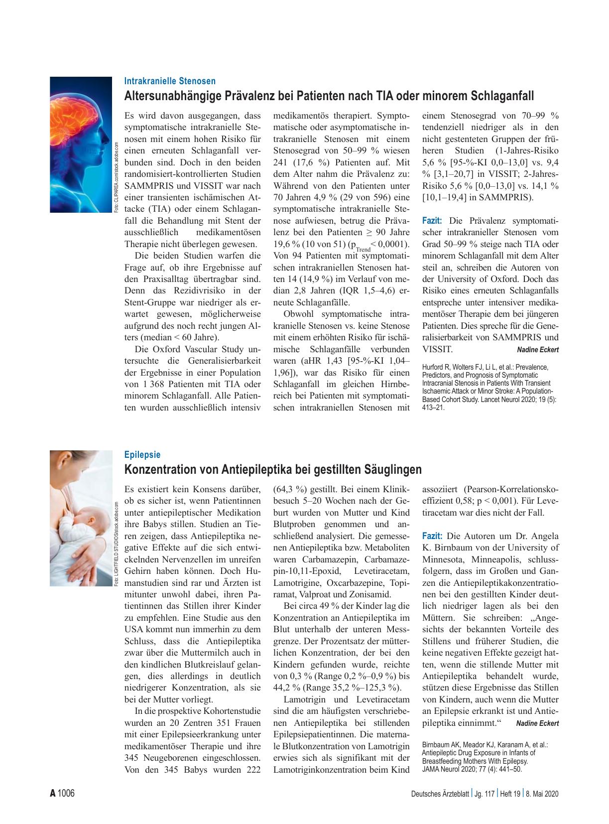 Vorschauseite 1: Epilepsie: Konzentration von Antiepileptika bei gestillten Säuglingen